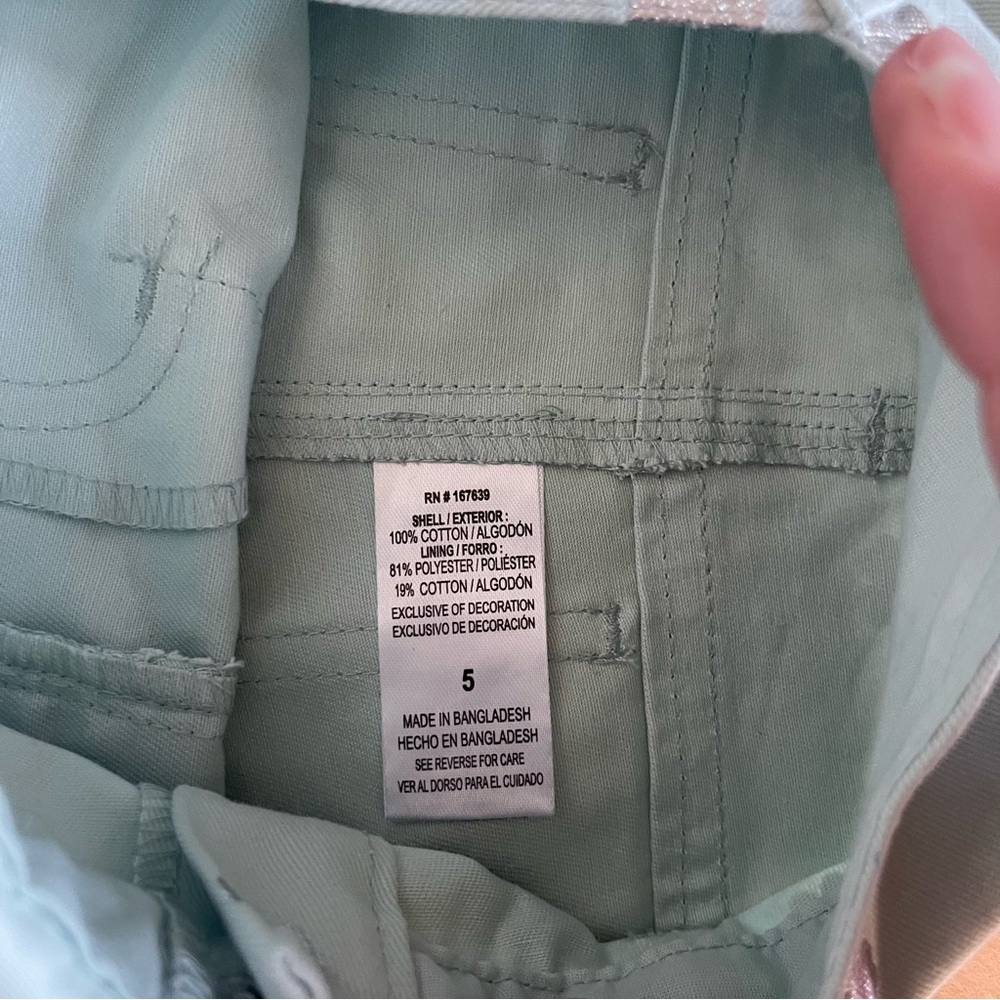 Little Lass Blue Denim Overall Roper Flower Size 5 Light Teal Pink - Picture 6 of 6